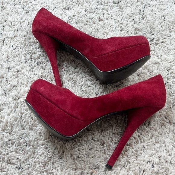 Zigi Soho Suede Leather Red Platform Stiletto Heels Pumps Size 9 Women’s - Picture 2 of 8